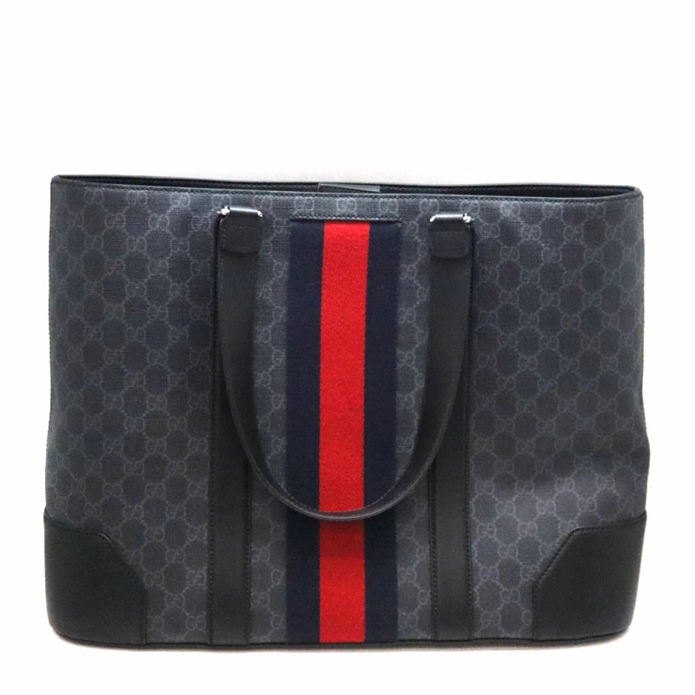 GUCCI Tote Bag Leather Black Gray